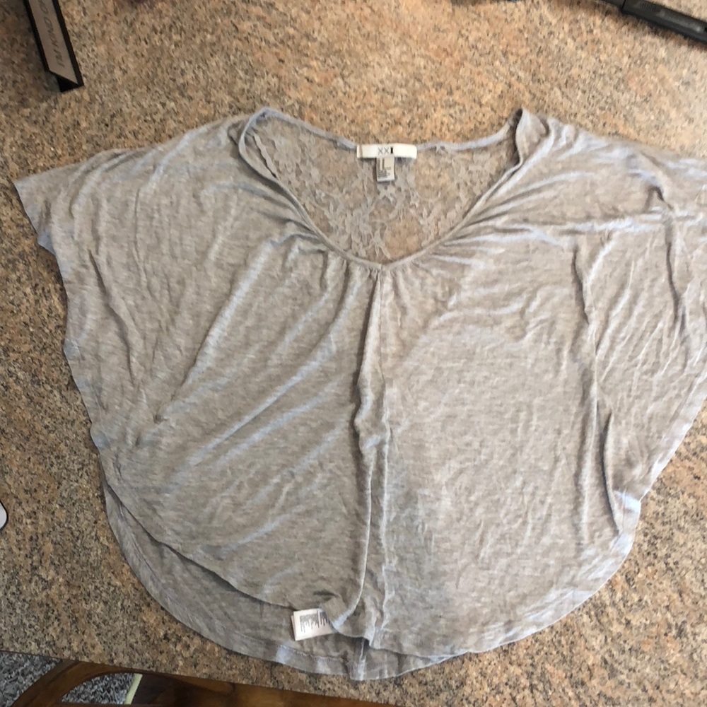 gray and lace top